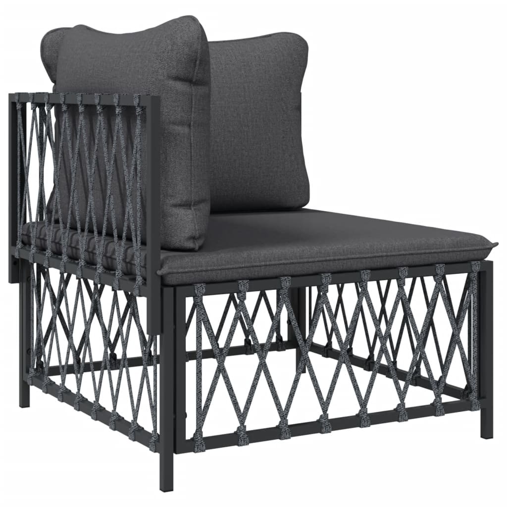 Set Salotto da Giardino 2 pz con Cuscini in Acciaio Antracite