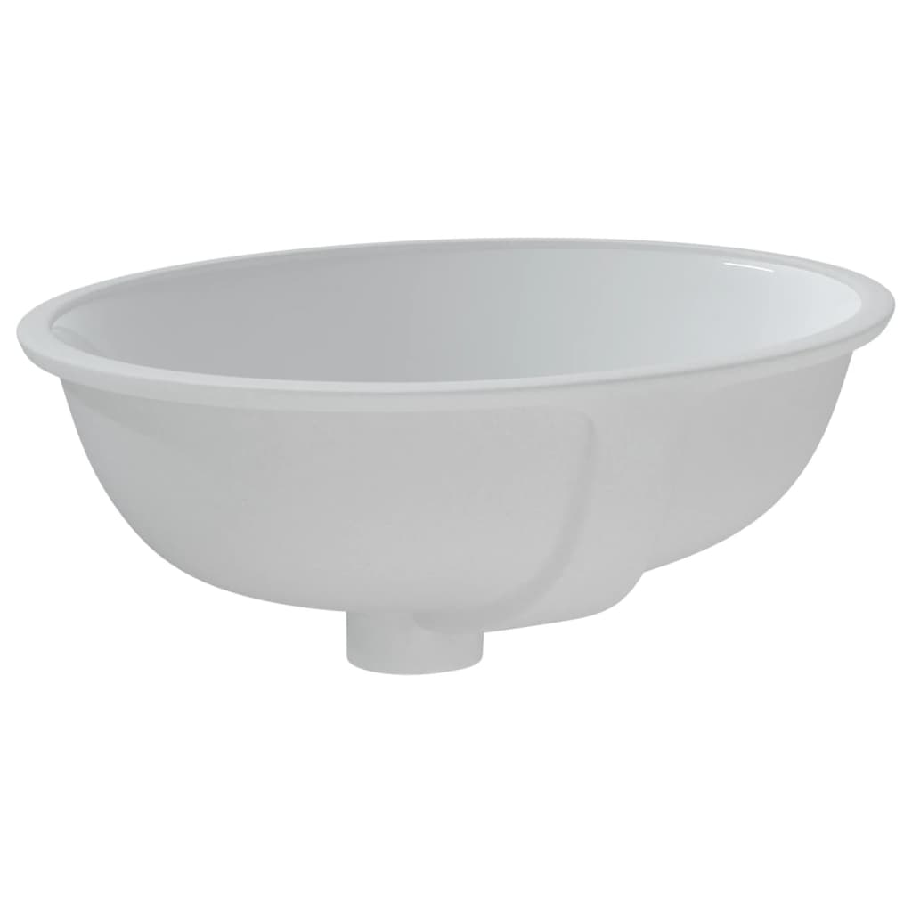 Lavandino da Bagno Bianco 43x35x19 cm Ovale in Ceramica