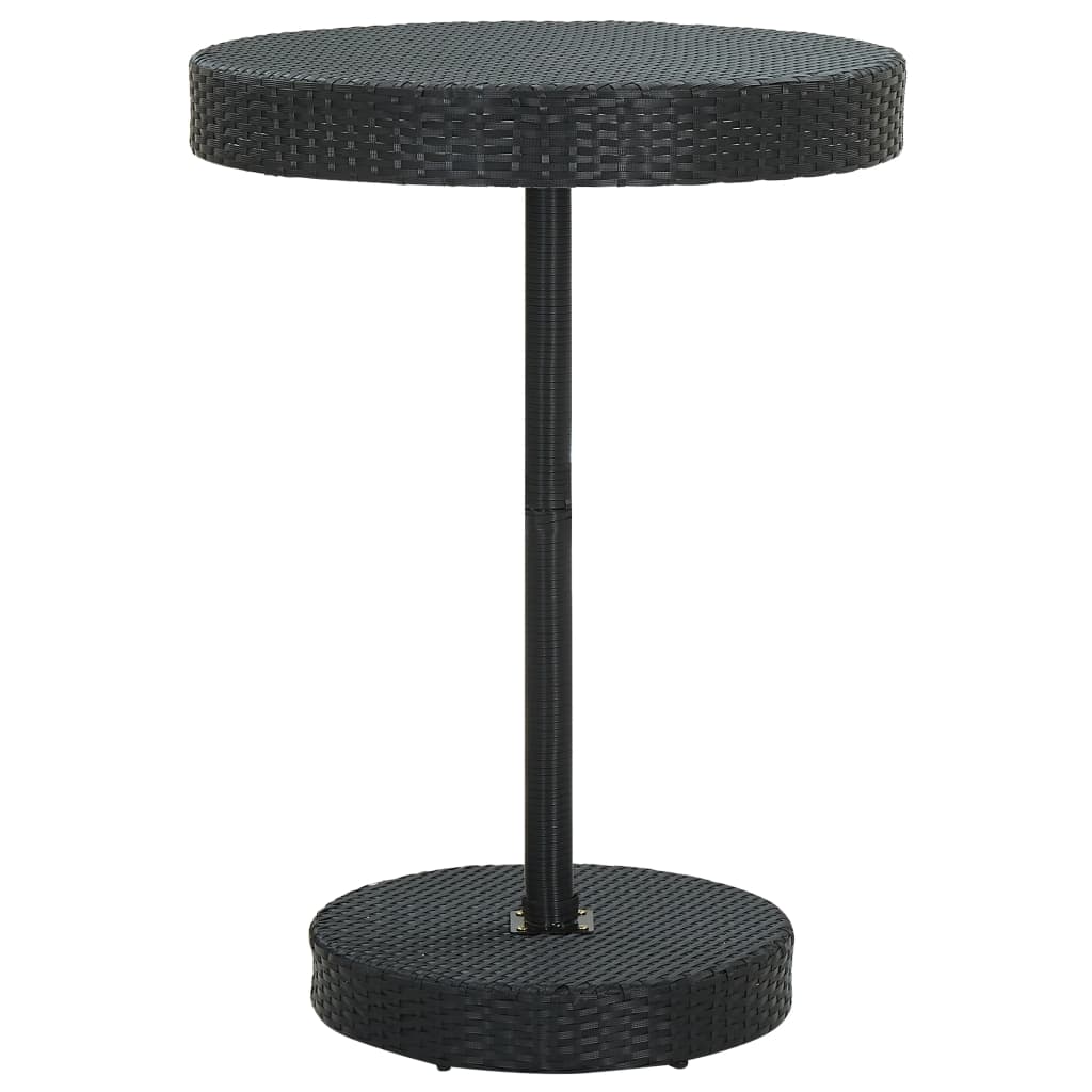 Set Bar Giardino 5 pz Nero Polyrattan e Legno Massello Acacia