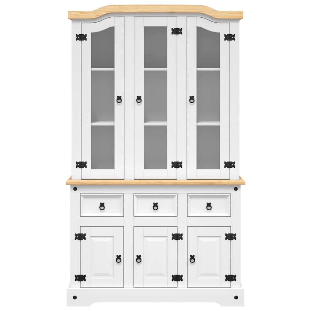 Credenza Corona Bianca 112x43x196 cm in Legno di Pino Messicano