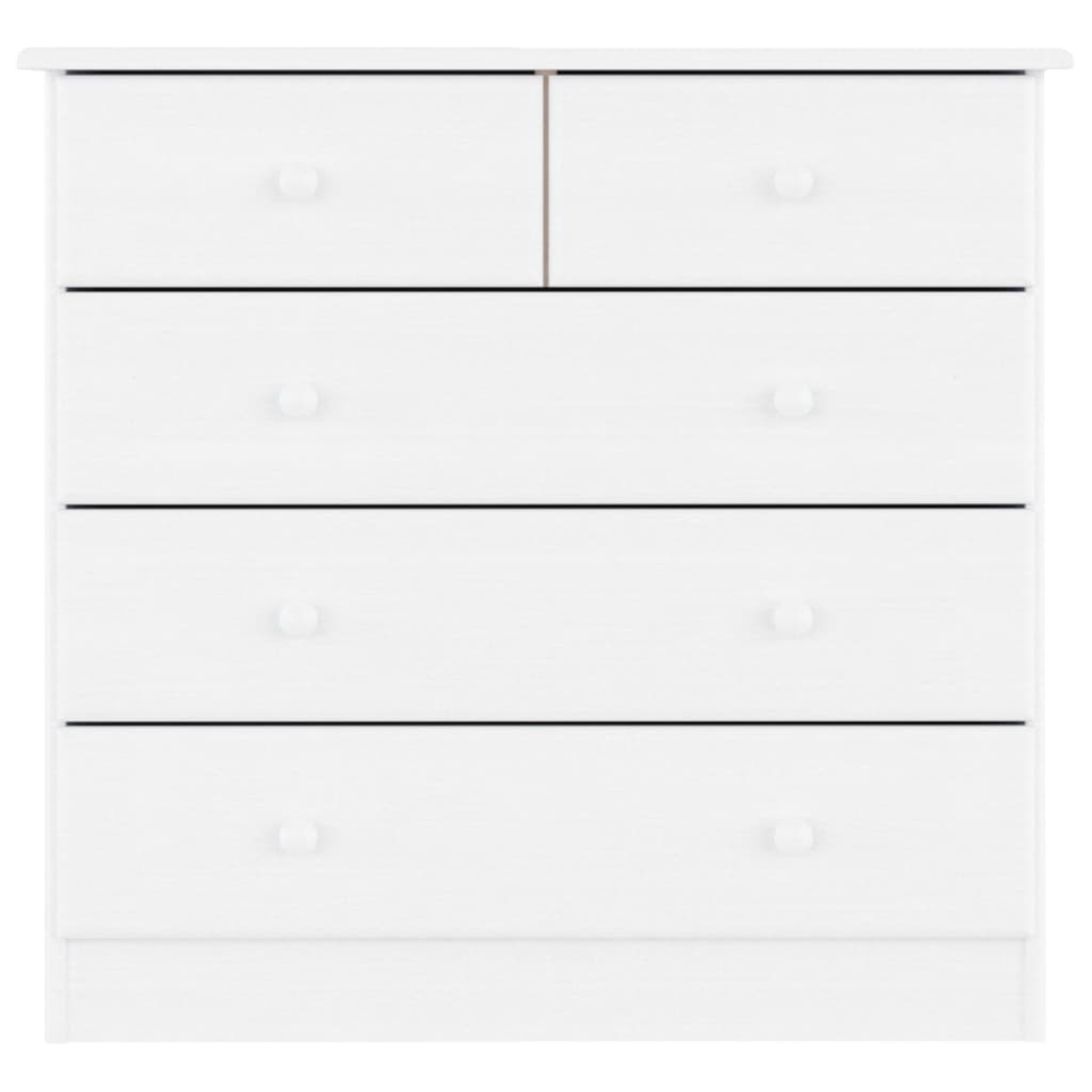 Cassettiera ALTA Bianca 77x35x73 cm in Legno Massello di Pino
