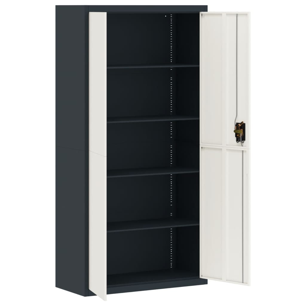 Armadio Classificatore Antracite e Bianco 90x40x180 cm Acciaio