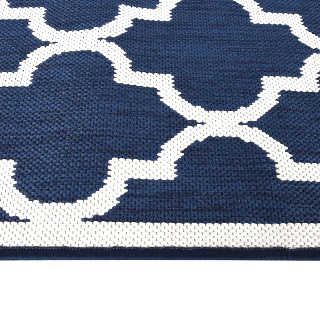 Tappeto da Esterno Navy e Bianco 80x150 cm Design Reversibile