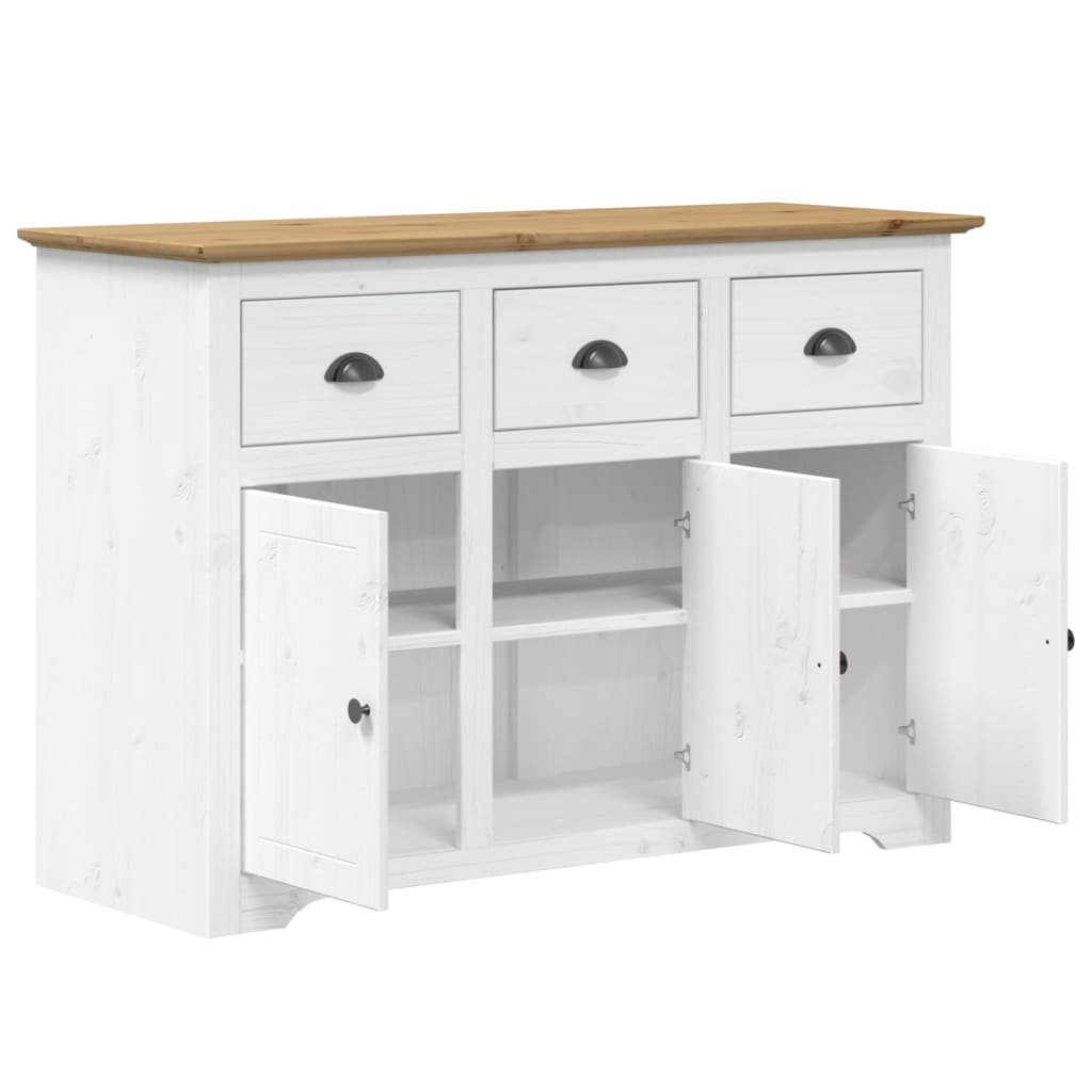 Credenza BODO 115,5x44x80 cm Legno Massello Pino Bianco Marrone