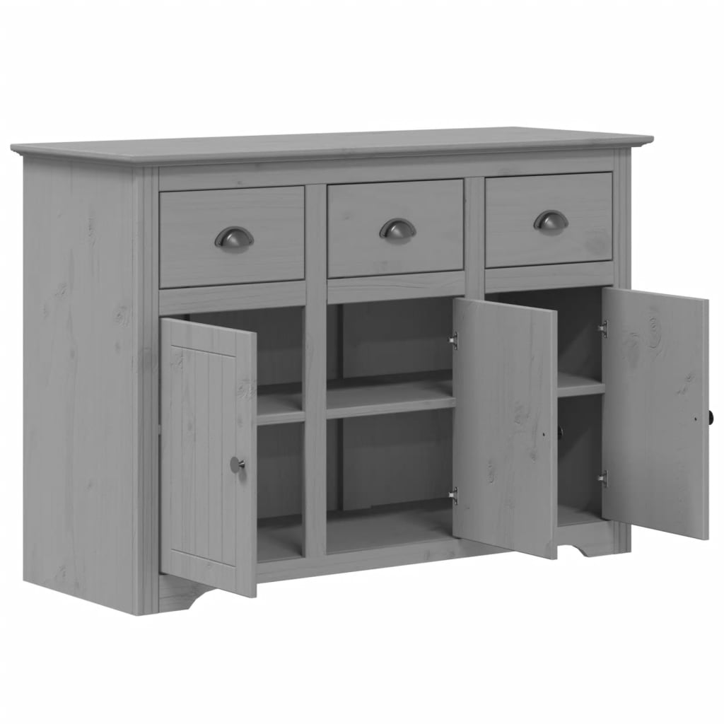 Credenza BODO 115,5x44x80 cm in Legno Massello di Pino Grigio