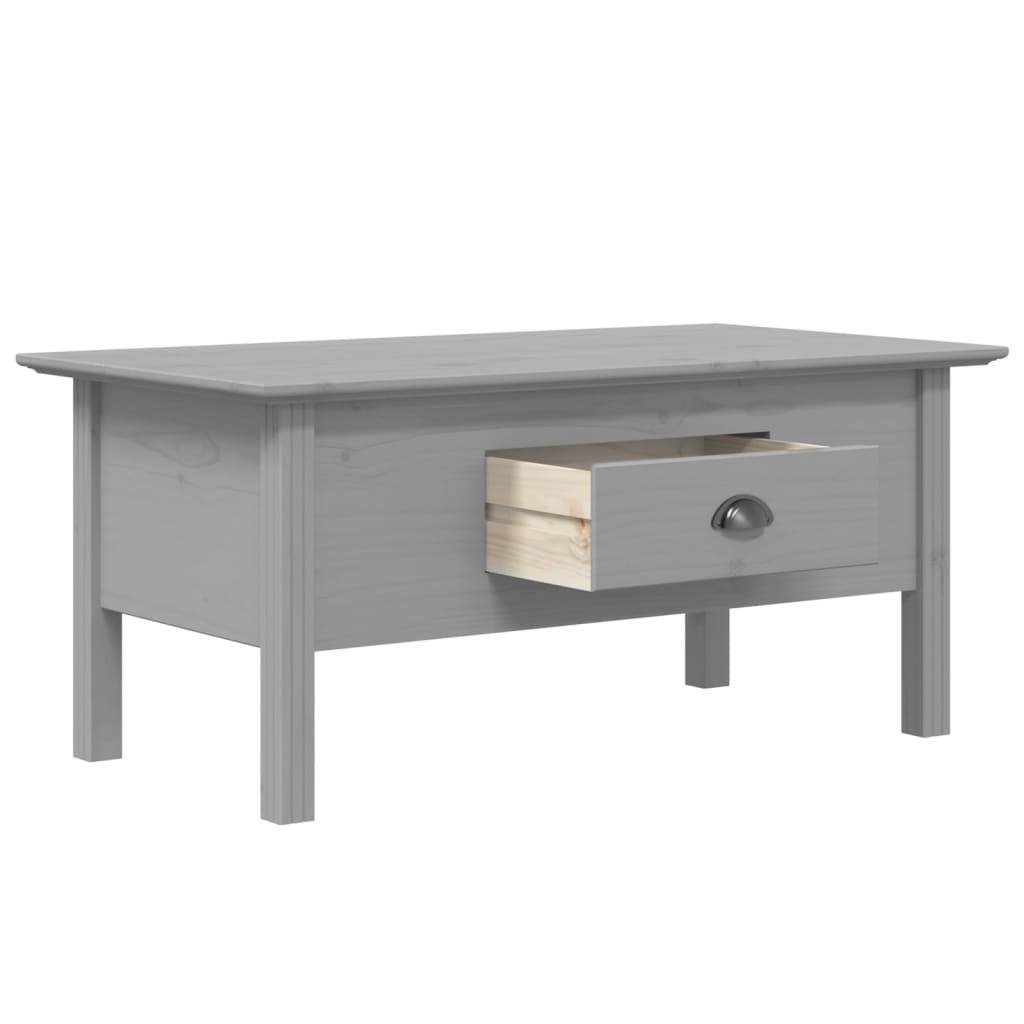 Tavolino da Salotto BODO 100x55x46cm Legno Massello Pino Grigio