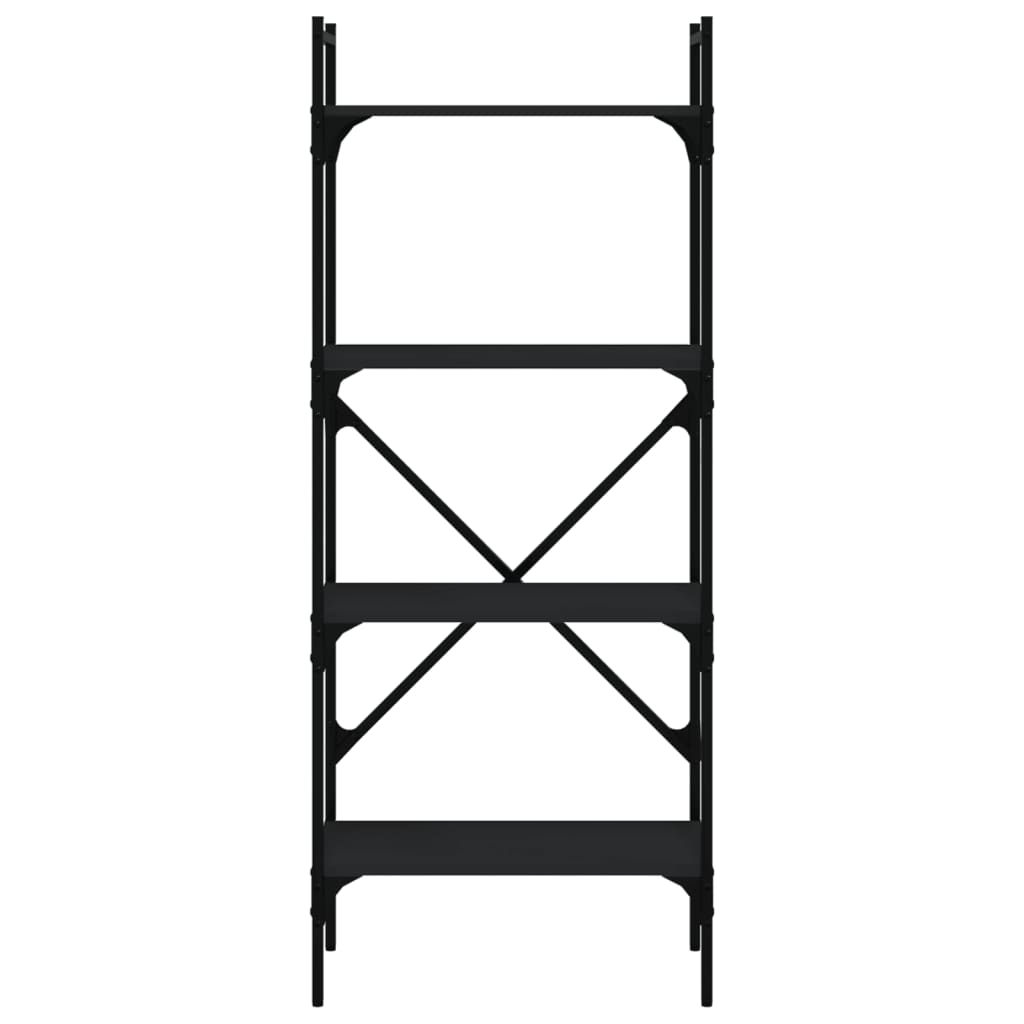 Libreria 4 Ripiani Nera 56x31,5x138,5 cm Legno Multistrato