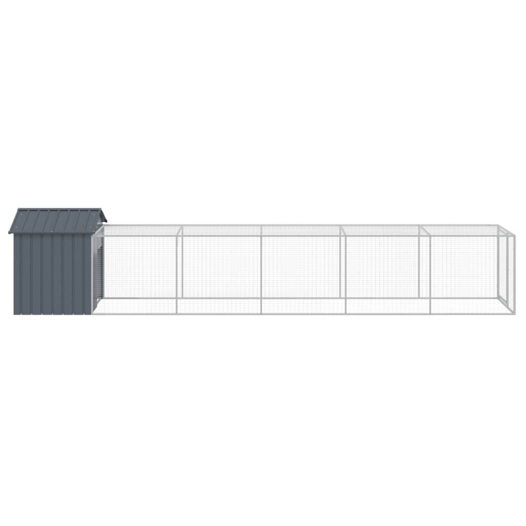 Pollaio con Area Corsa Antracite 117x609x123 cm Acciaio Zincato