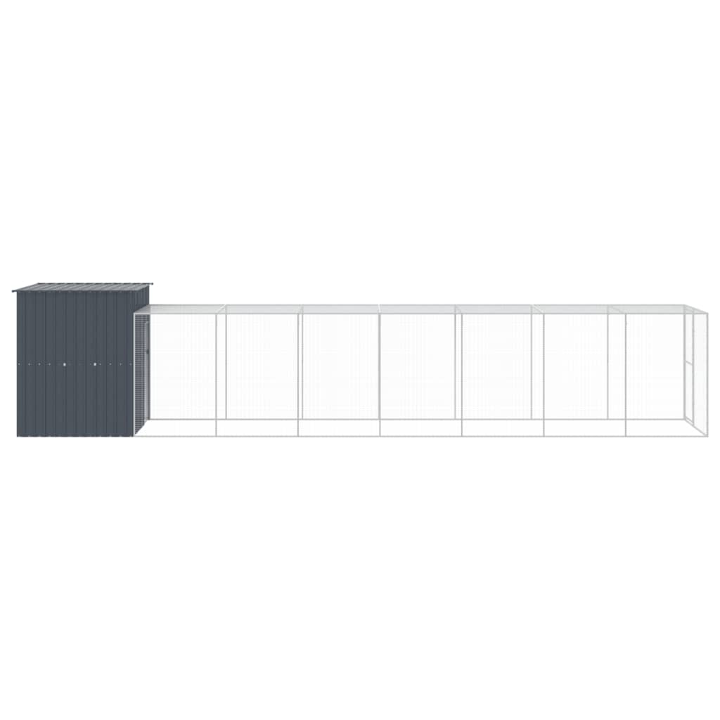 Pollaio con Area Corsa Antracite 165x863x181 cm Acciaio Zincato