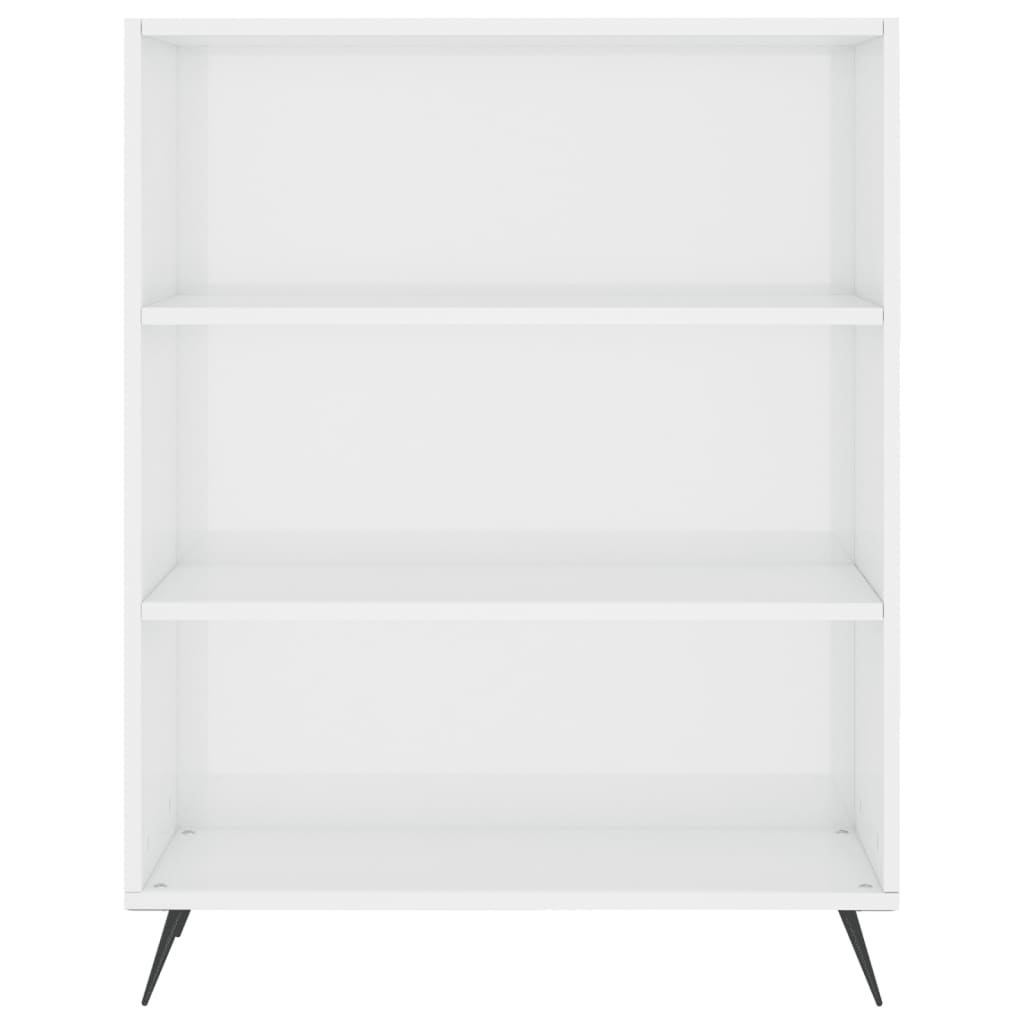 Credenza Bianco Lucido 69,5x32,5x180 cm Legno Multistrato