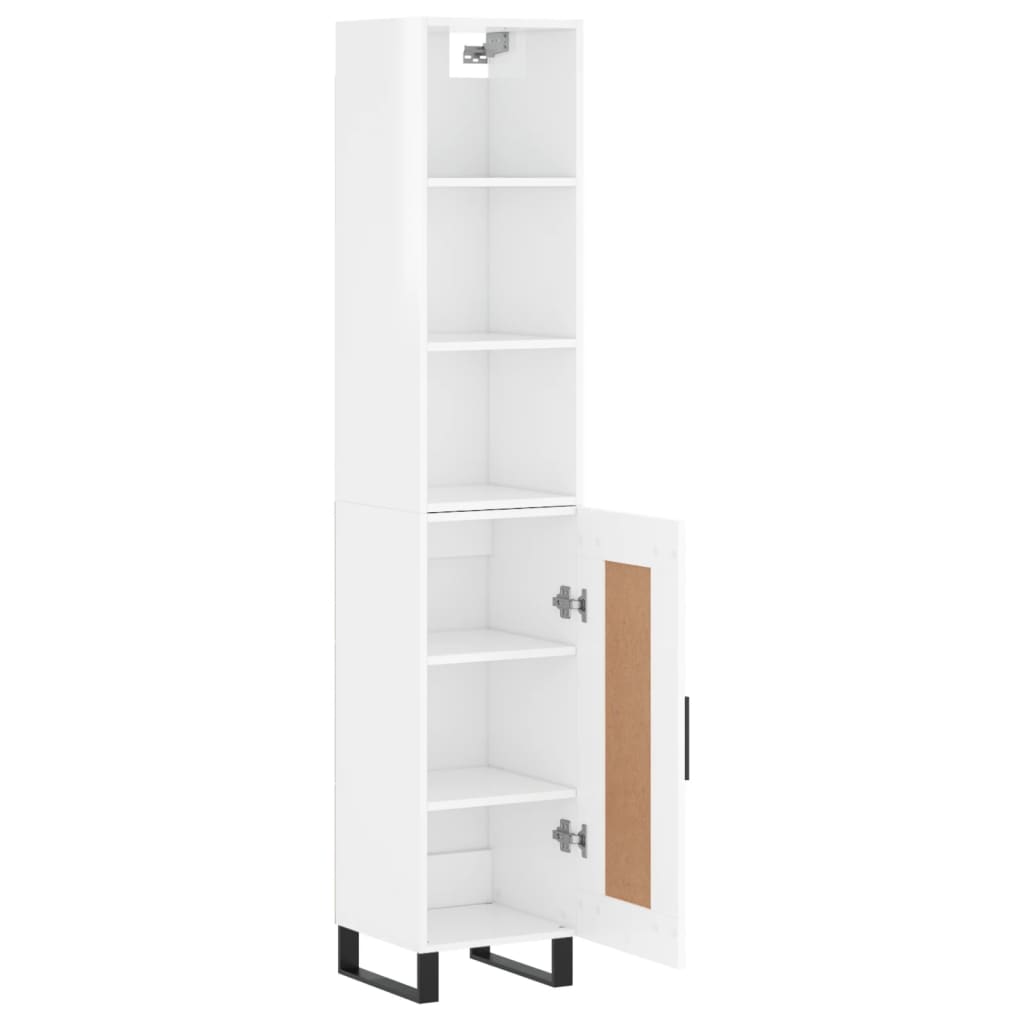 Credenza 34,5x34x180 cm in Legno Multistrato Bianco Lucido