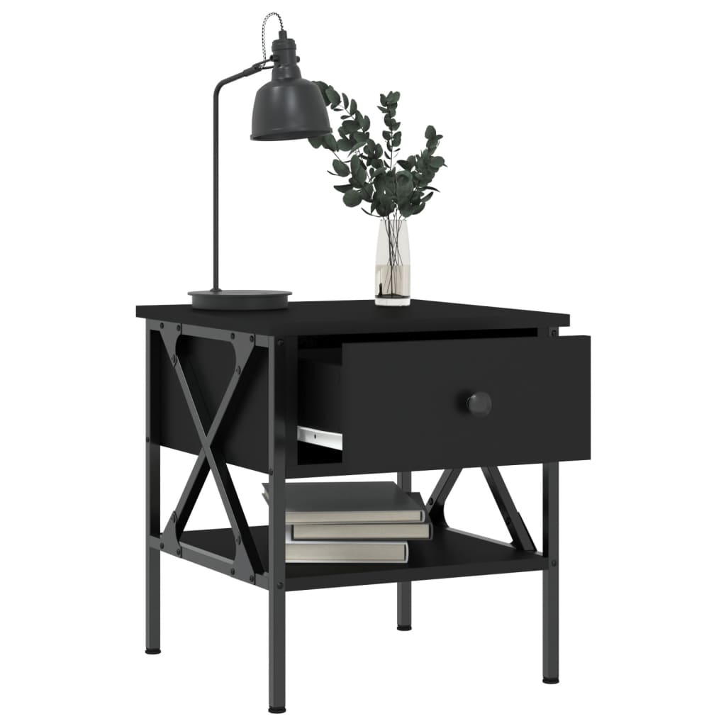 Comodini 2 pz Neri 40x42x45 cm in Legno Multistrato