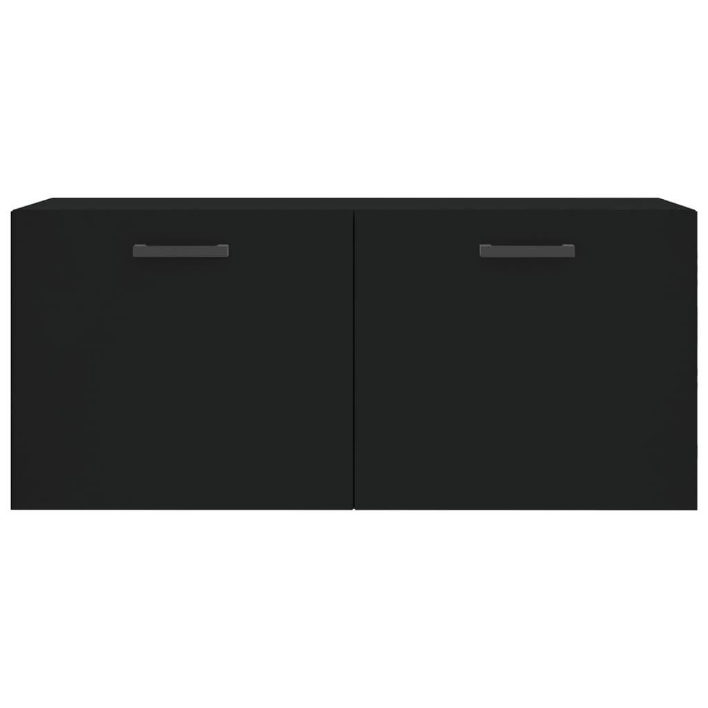 Mobile a Parete Nero 80x36,5x35 cm in Legno Multistrato