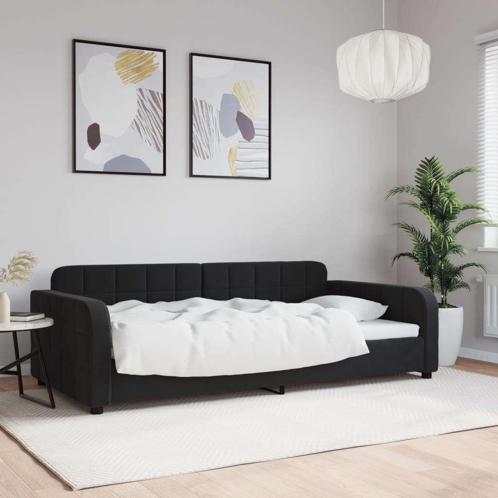 Letto da Giorno Nero 100x200 cm in Velluto