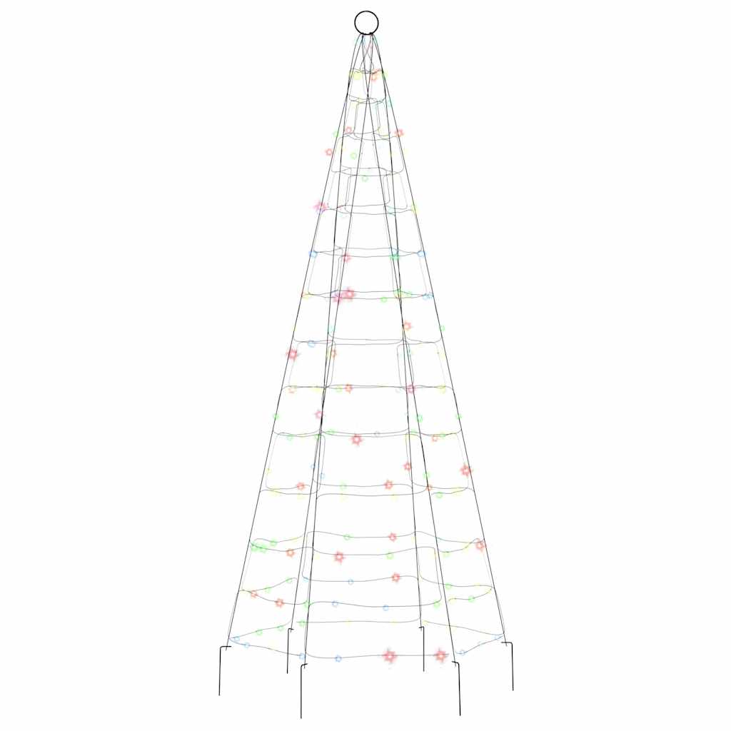 Albero di Natale a LED su Pennone 200 LED Colorato 180 cm