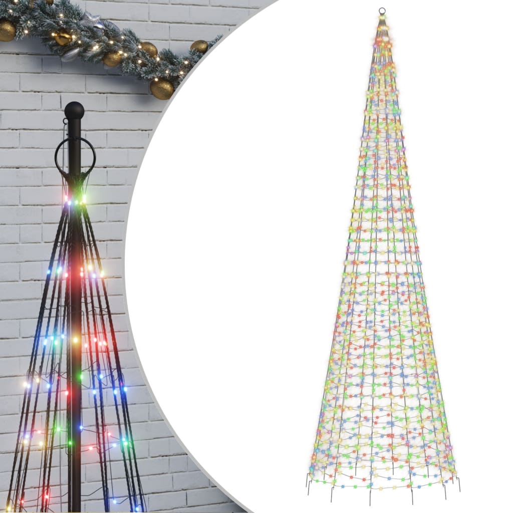 Albero di Natale a LED su Pennone 1534 LED Colorato 500 cm
