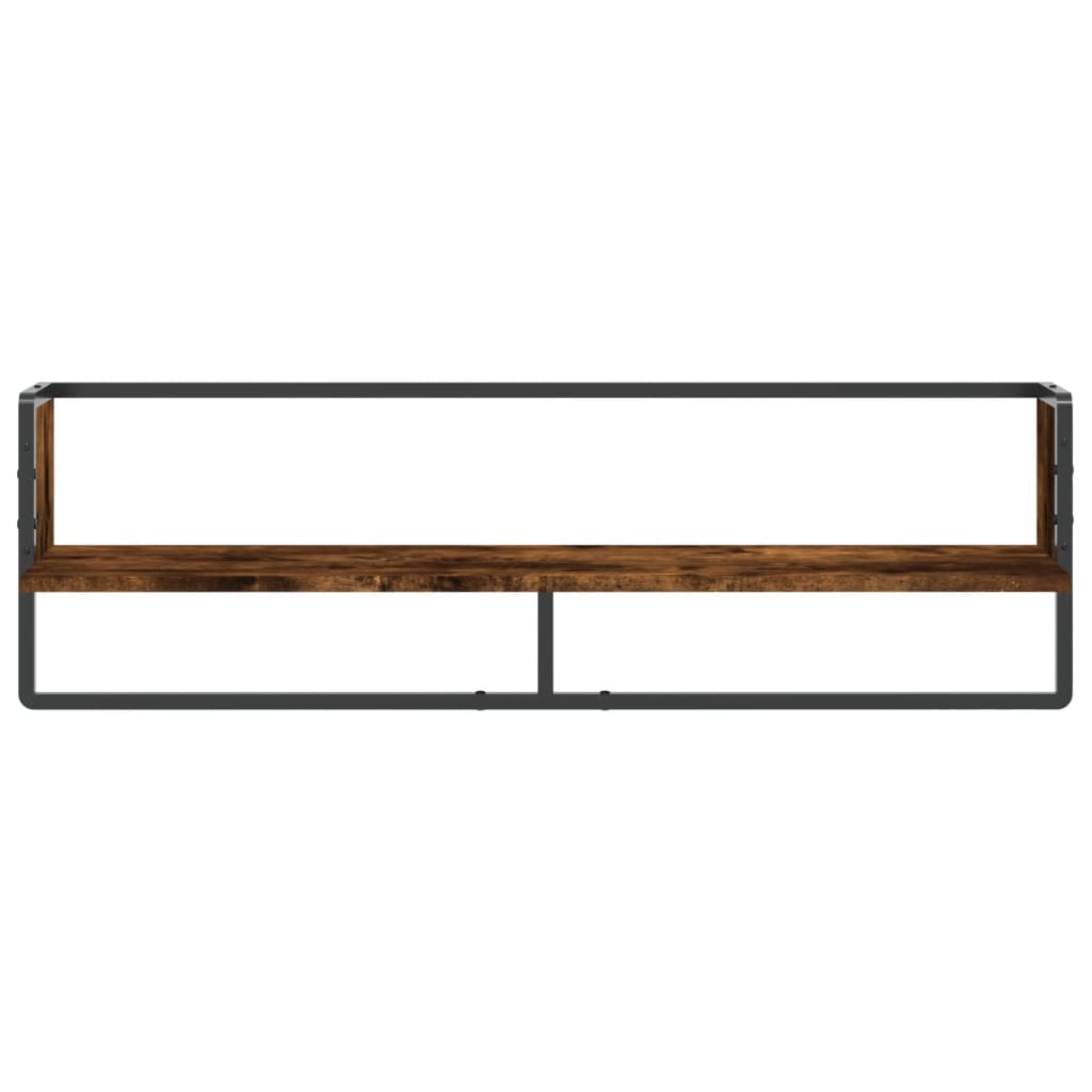Mensola a Parete con Asta Rovere Fumo 100x25x30 cm