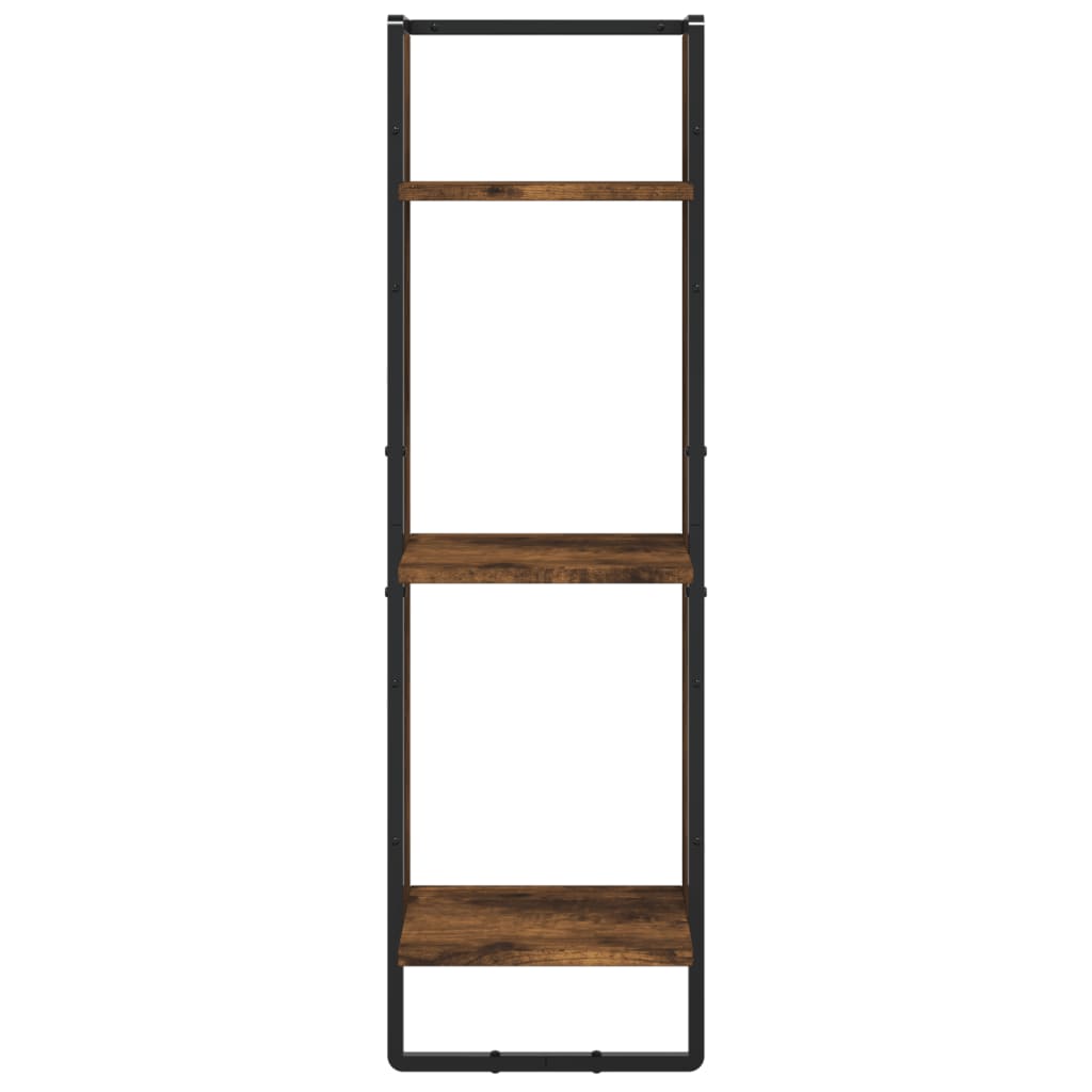 Scaffale a Parete 3 Ripiani Rovere Fumo 30x25x100cm Multistrato