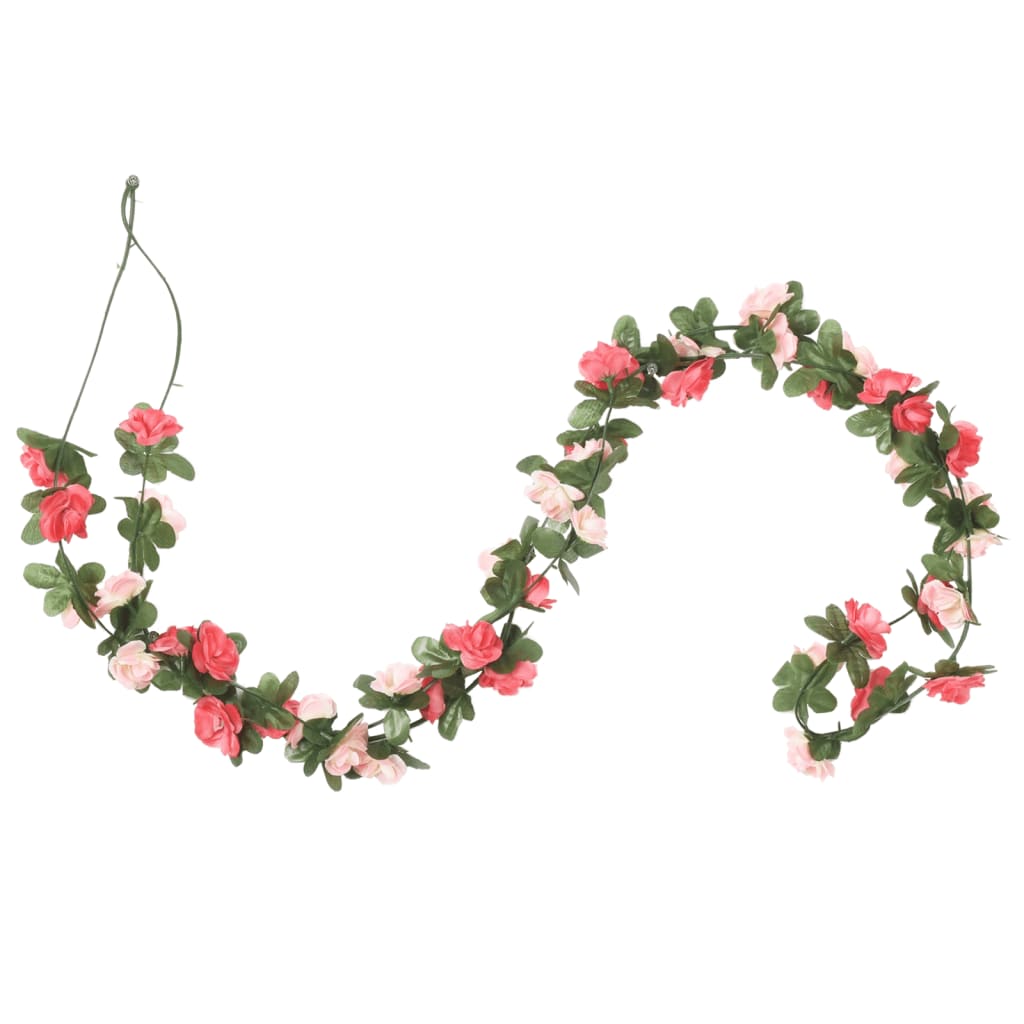 Ghirlande Fiori Artificiali Natale 6 pz Rosa Primavera 250 cm
