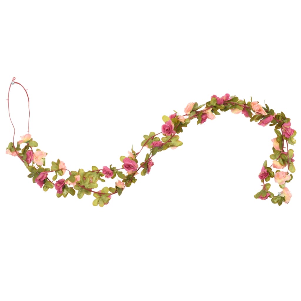 Ghirlande Fiori Artificiali Natale 6 pz Rosa Rossa 250 cm