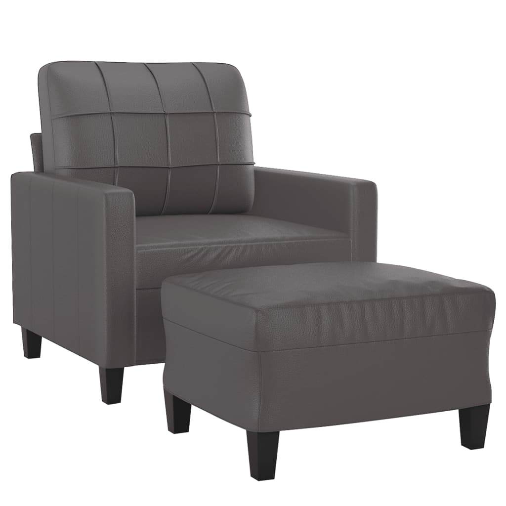 Poltrona con Poggiapiedi Grigio 60 cm in Similpelle