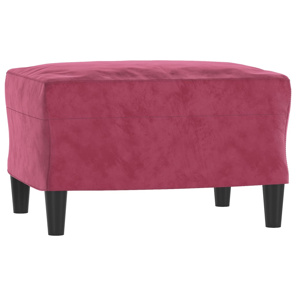 Poltrona con Poggiapiedi Rosso Vino 60 cm in Velluto