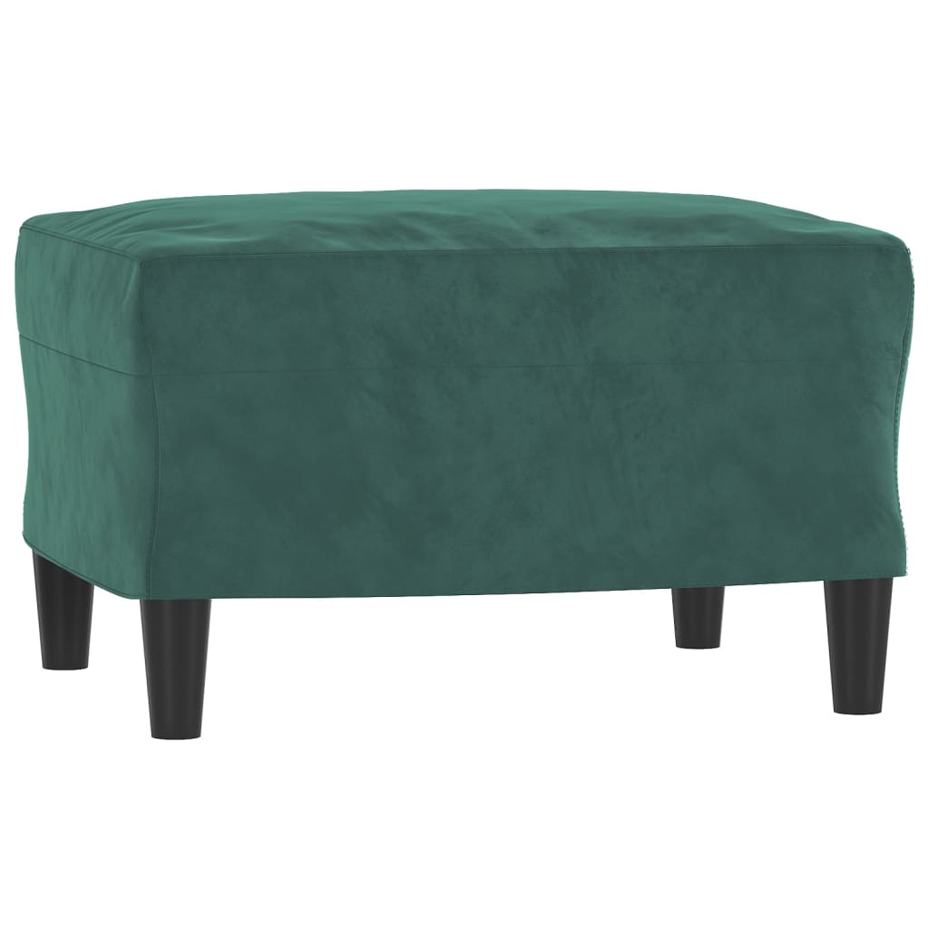 Divano a 3 Posti con Poggiapiedi Verde scuro 180 cm in Velluto