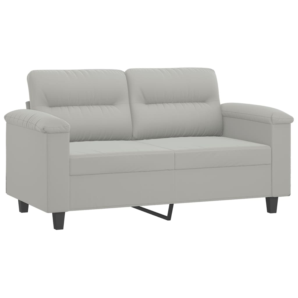 Set Divani 4 pz con Cuscini Grigio Chiaro in Tessuto Microfibra