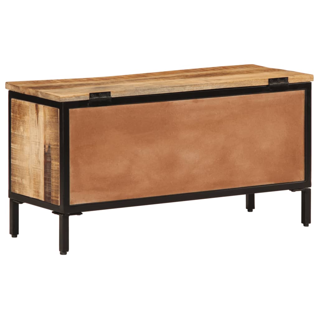Scatola Portaoggetti 82x30x43 cm Legno Massello di Mango Grezzo