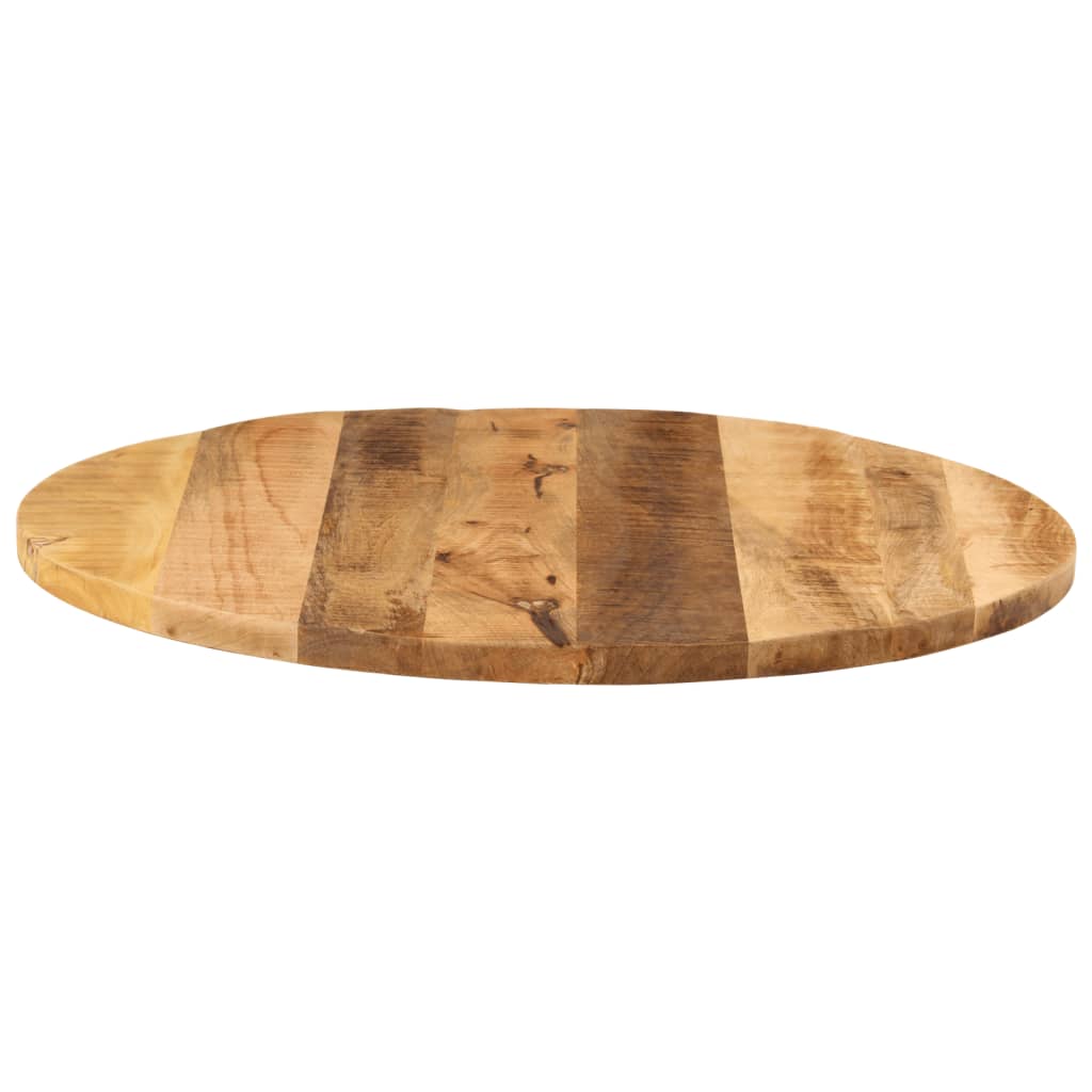 Piano per Tavolo Ø 90x3,8cm Rotondo Legno Massello Grezzo Mango