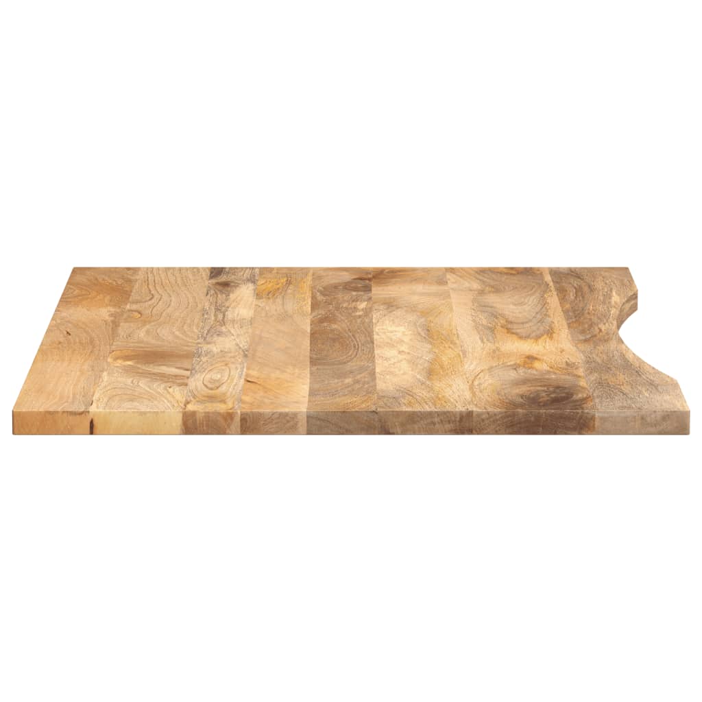 Piano Scrivania con Curva 100x80x2,5cm Massello Grezzo di Mango