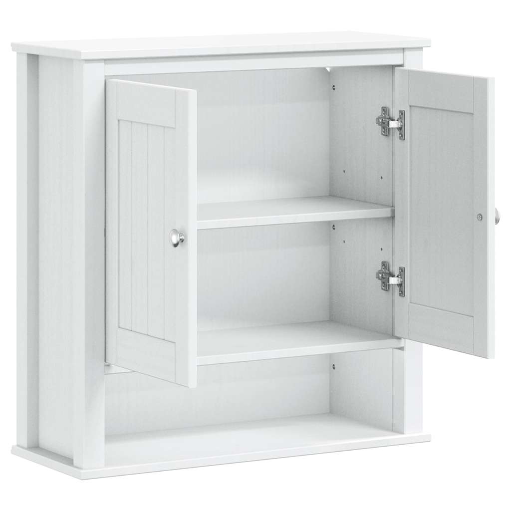 Mobile Bagno a Muro BERG Bianco 69,5x27x71,5cm Legno Massello