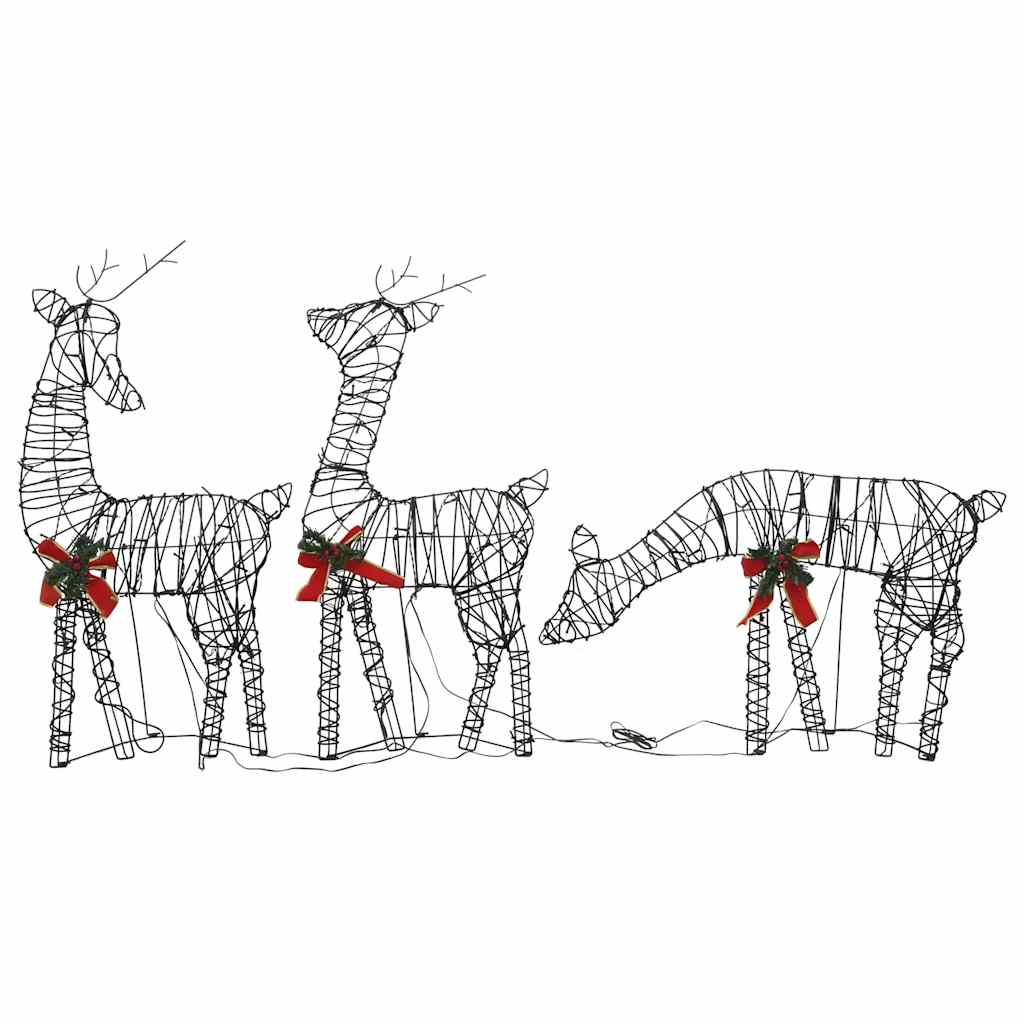 Decorazione Natale Famiglia di Renne 90 LED Bianco Caldo Rattan