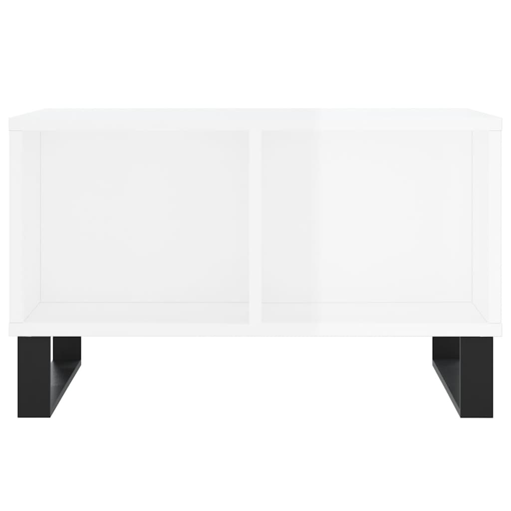 Tavolino Salotto Bianco Lucido 60x50x36,5 cm Legno Multistrato