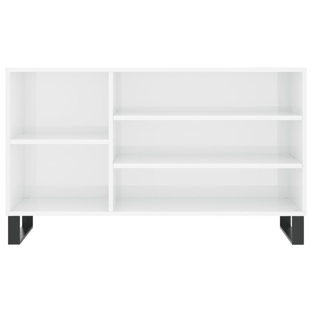 Scarpiera Bianco Lucido 102x36x60 cm in Legno Multistrato