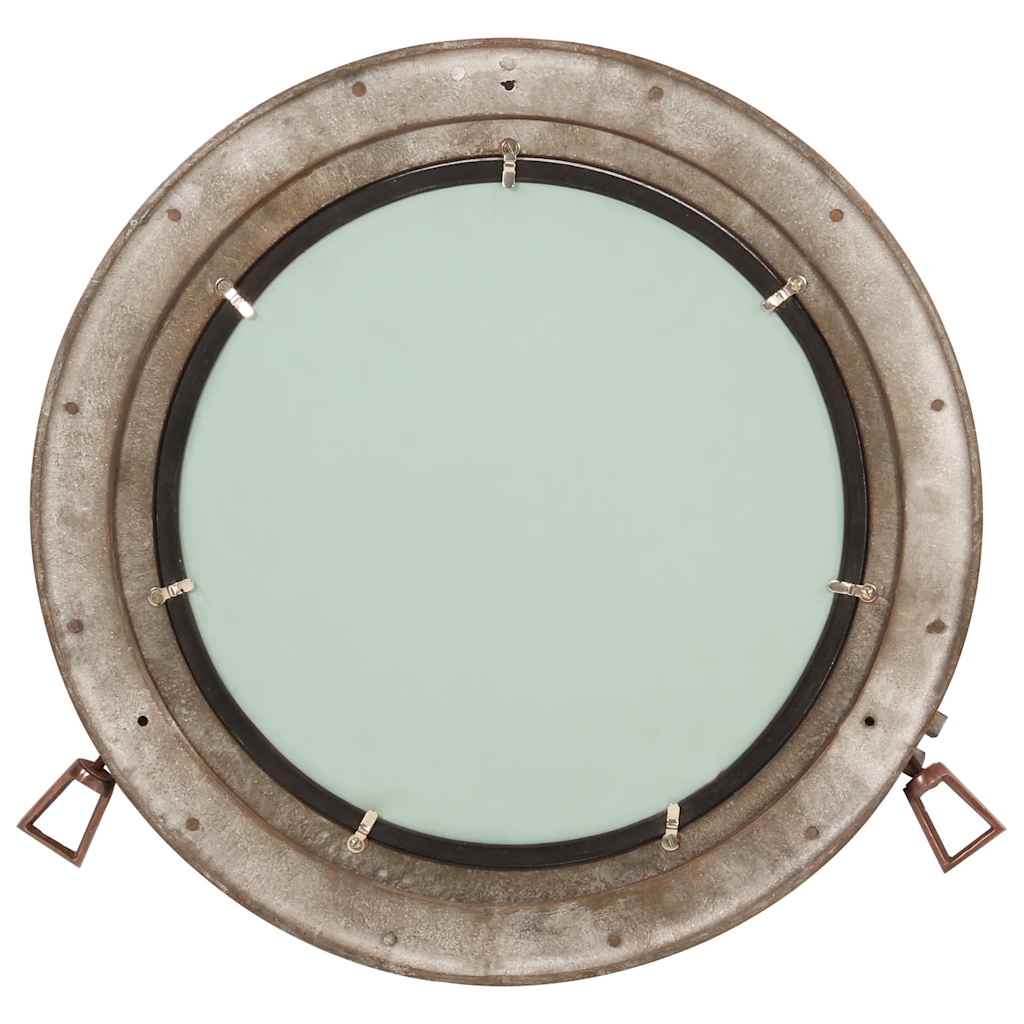 Specchio da Parete Design Oblò Ø50 cm in Alluminio e Vetro
