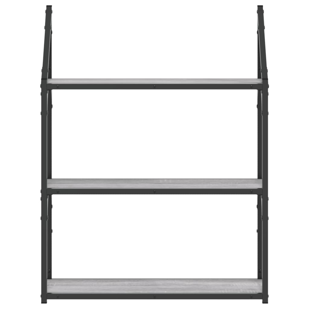 Scaffale Parete 3Ripiani Grigio Sonoma 60x21x78,5cm Multistrato