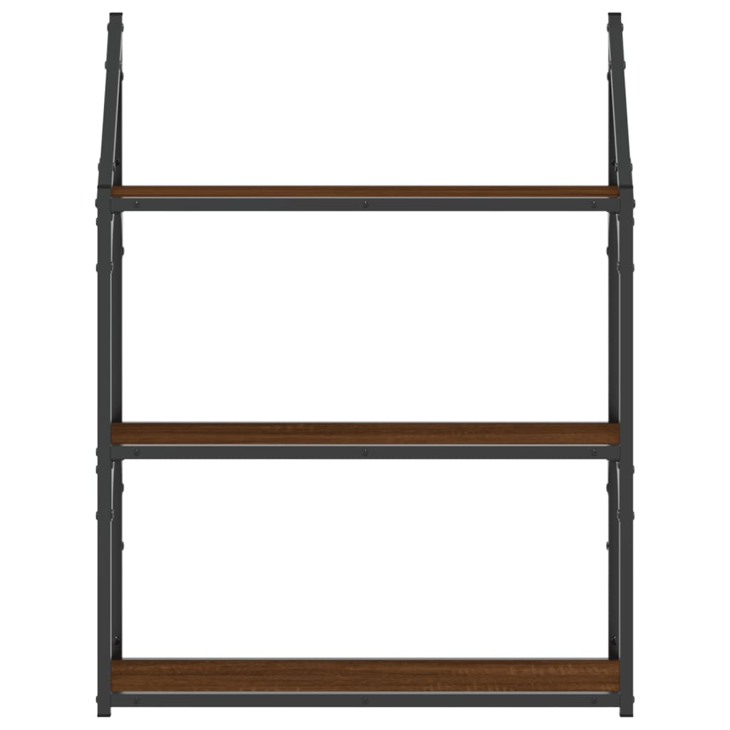 Scaffale Parete 3 Ripiani Rovere Marrone 60x21x78,5 Multistrato