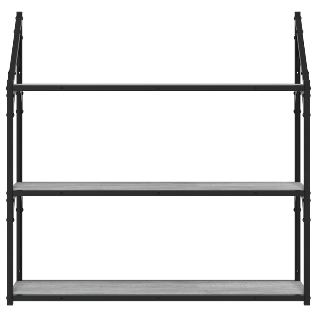 Scaffale Parete 3Ripiani Grigio Sonoma 80x21x78,5cm Multistrato