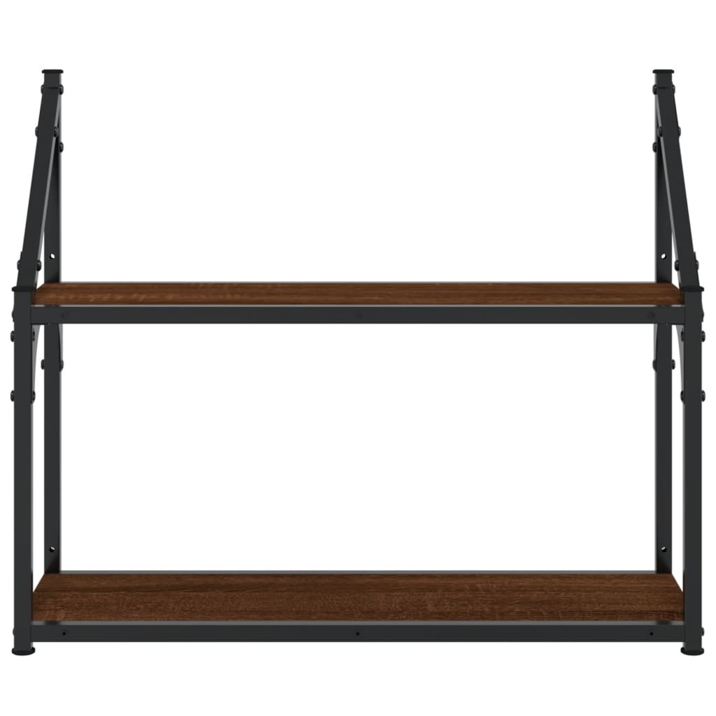 Scaffale Parete 2 Ripiani Rovere Marrone 60x21x51cm Multistrato
