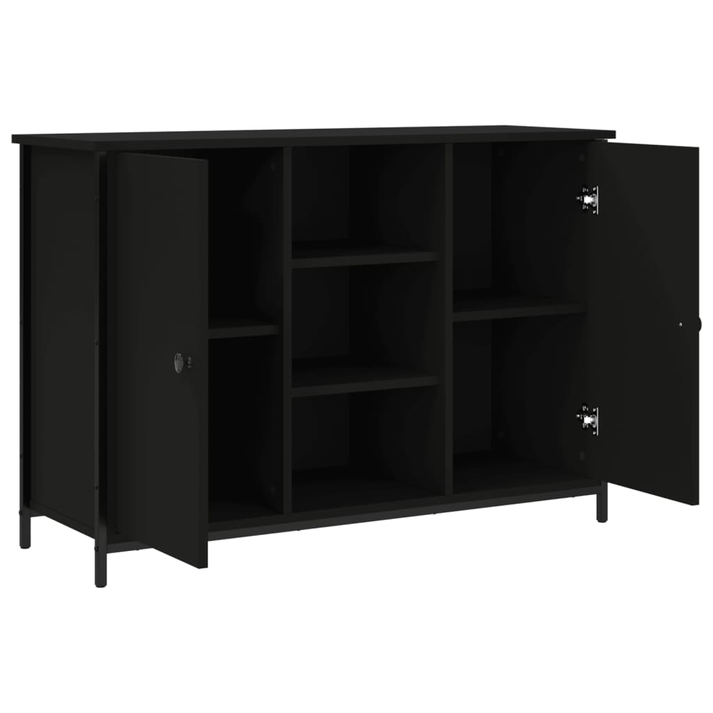 Credenza Nera 100x35x70 cm in Legno Multistrato