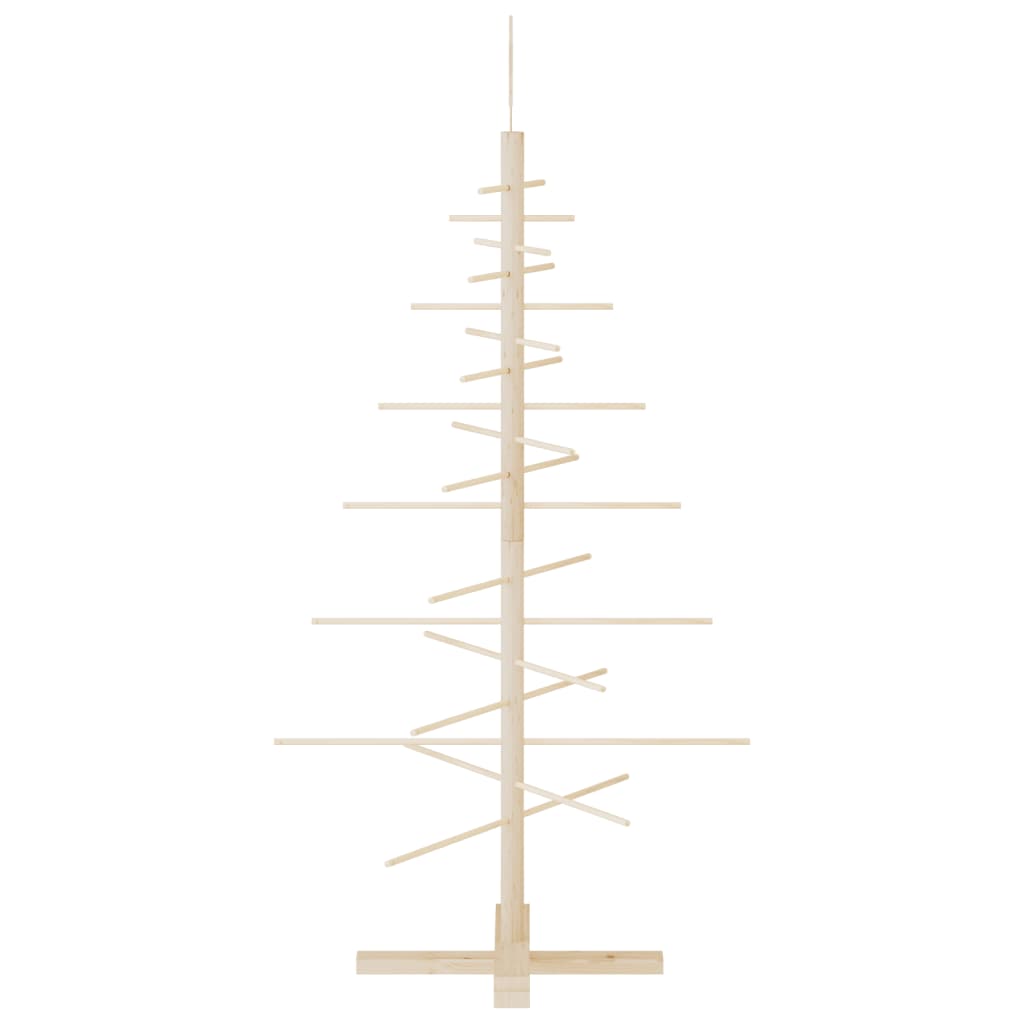 Albero di Natale Decorativo in Legno 125 cm Legno Massello Pino