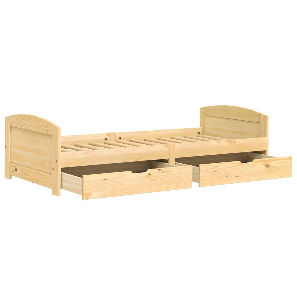 Dormeuse 2 Cassetti 90x200 cm Legno Massello Pino IRUN
