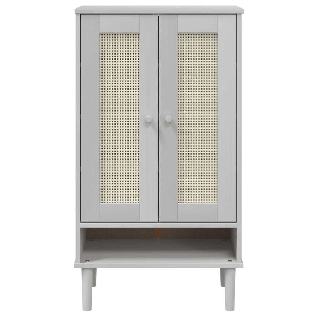 Scarpiera SENJA Aspetto Rattan Bianco 59,5x35x107 cm Massello