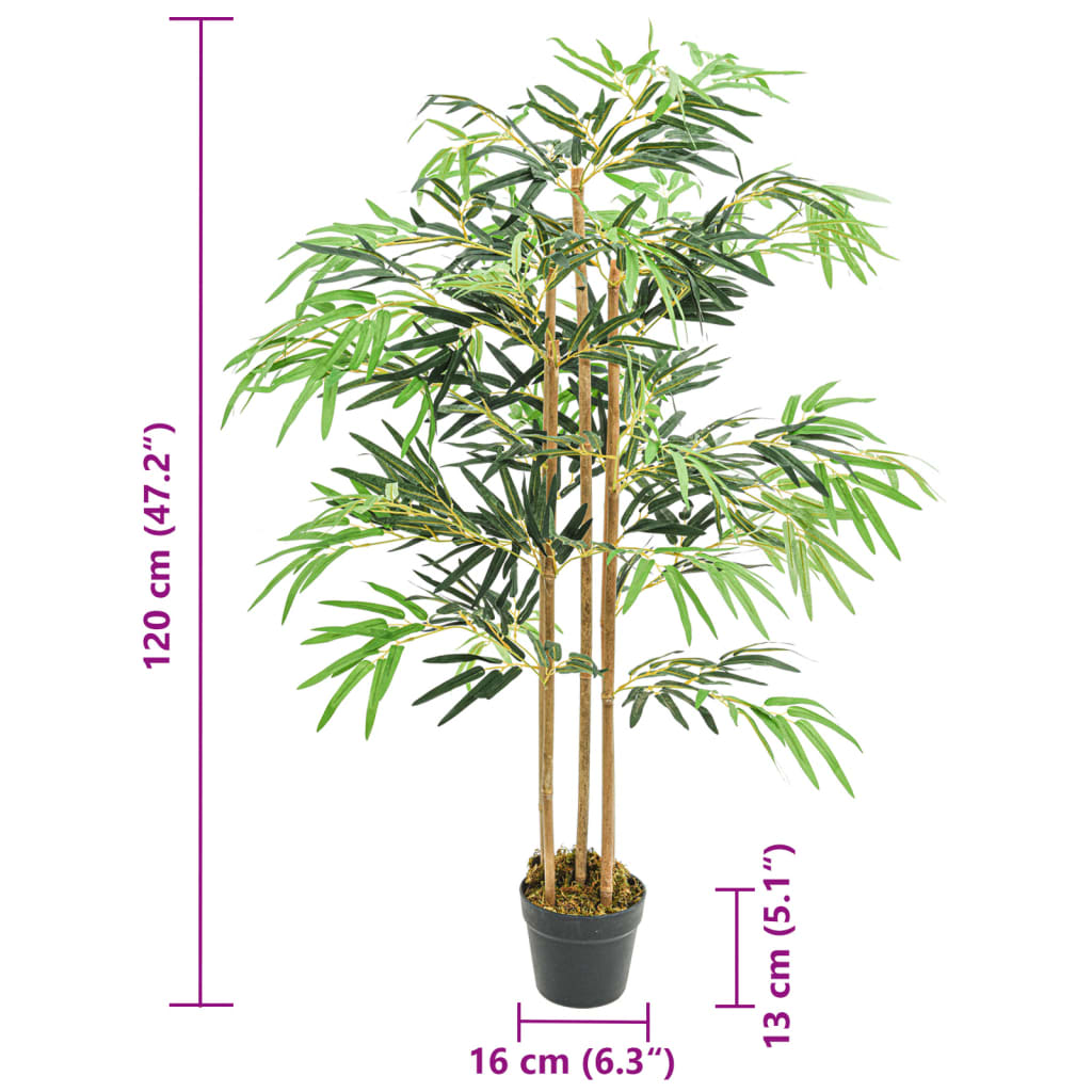 Albero Bambù Artificiale 730 Foglie 120 cm Verde