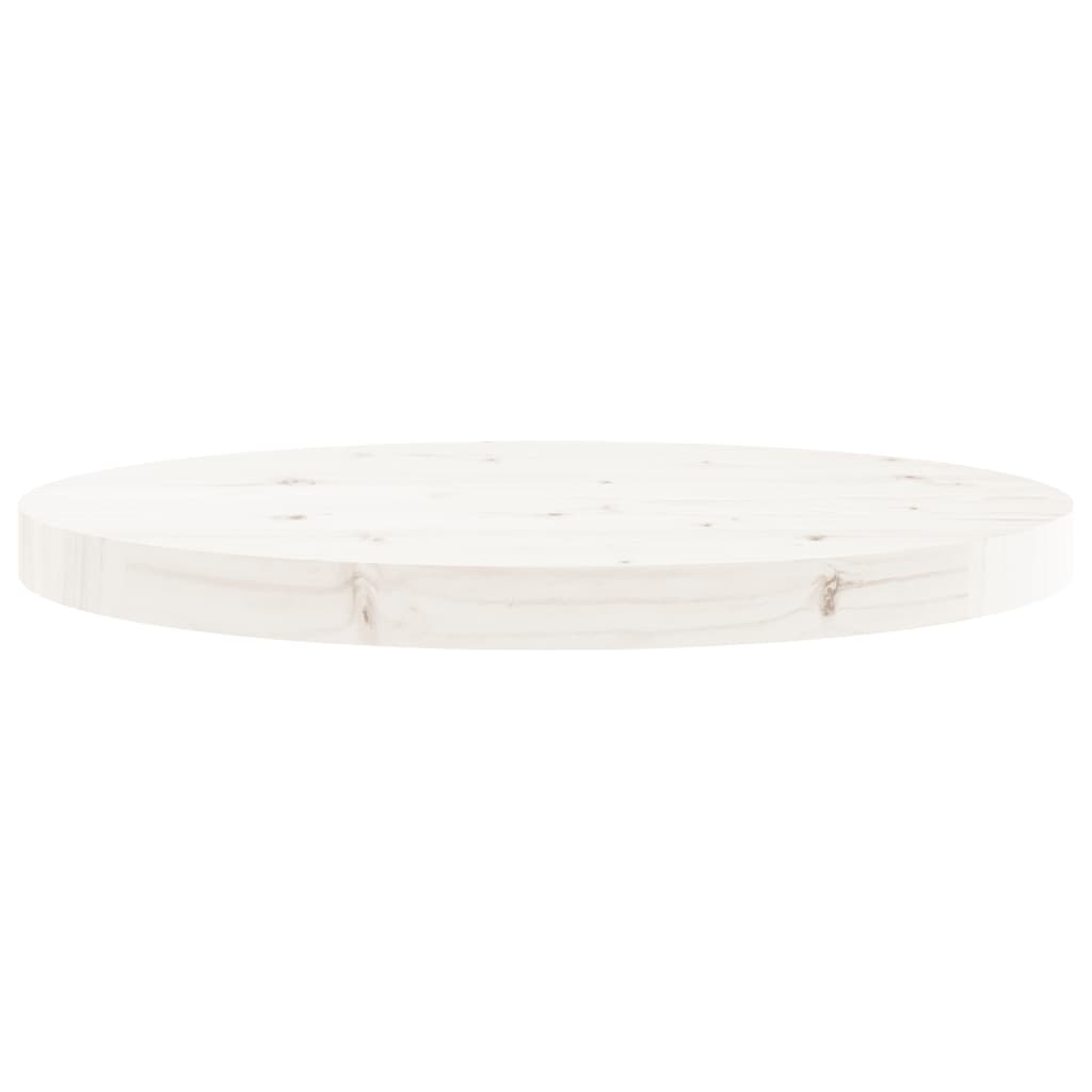 Piano Tavolo Rotondo Bianco Ø50x3 cm in Legno Massello di Pino