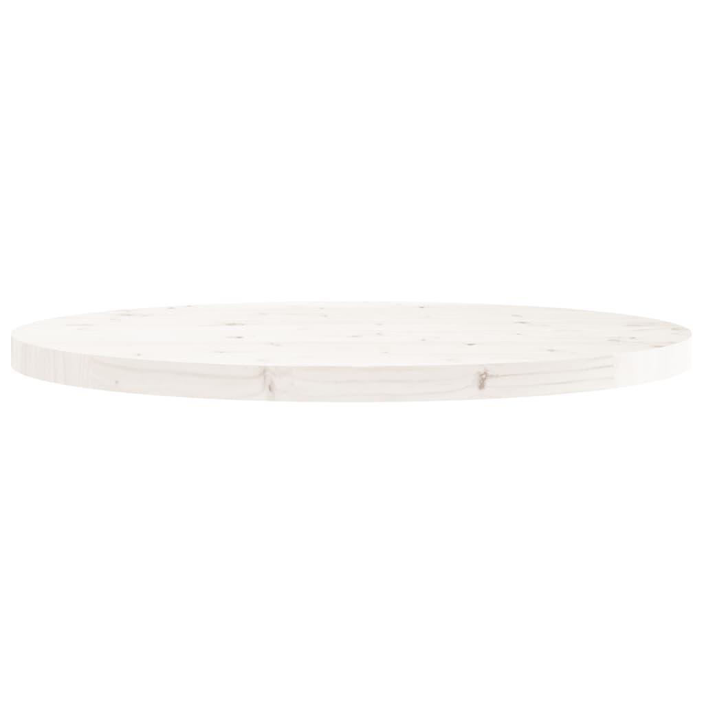 Piano Tavolo Rotondo Bianco Ø80x3 cm in Legno Massello di Pino
