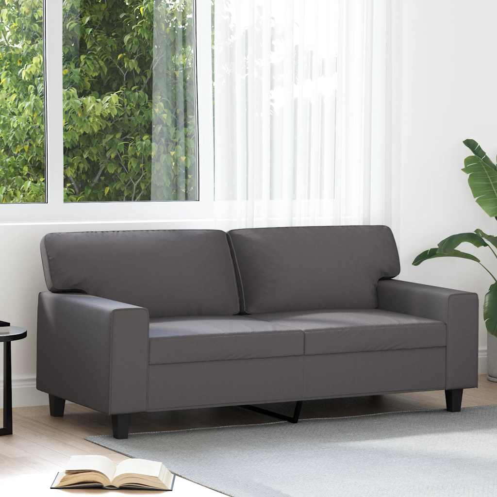 Divano a 2 Posti Grigio 140 cm in Similpelle