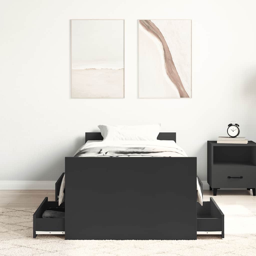 Giroletto con Testiera e Pediera Nero 100x200 cm