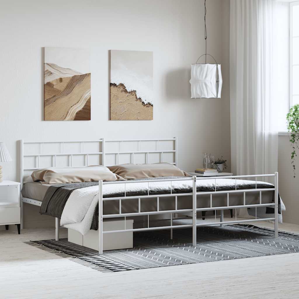 Giroletto con Testiera e Pediera Metallo Bianco 183x213 cm
